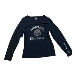 Harley-Davidson Navy Long Sleeve Tee with Skull Motif